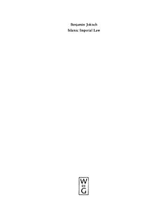 Islamic Imperial Law (Instant Digital Access Code Only) 9783110190489