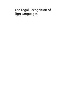 The Legal Recognition of Sign Languages (Instant Digital Access Code Only) 9781788923996