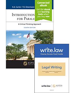 Introduction to Law for Paralegals: A Critical Thinking Approach (Connected eBook + Print Book + Write.law) 9798889066484